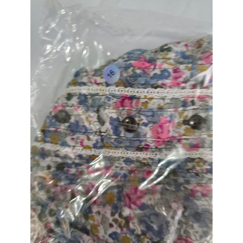 Garage Floral Cami Top Blue Pink Wildflower Lace Trim Button Front Small - Picture 14 of 14